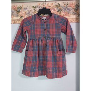 Hanna Andersson 5 Red Blue Plaid Button Down Casual Pocket Dress